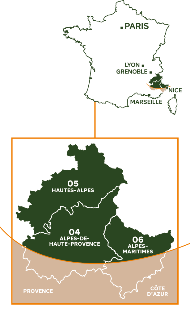 Carte des Alpes du Sud